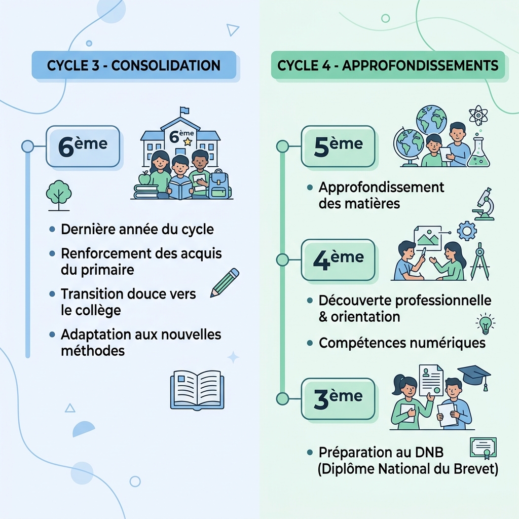 Cycles d'enseignement au collège